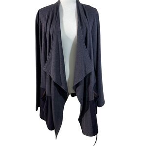 LOGO Lounge by Lori Goldstein Colorblock Waterfall Cardigan, XL
